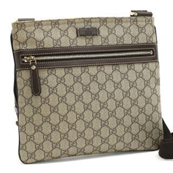 Gucci Crossbody GG Supreme Leather Beige Brown - Picture 1 of 8